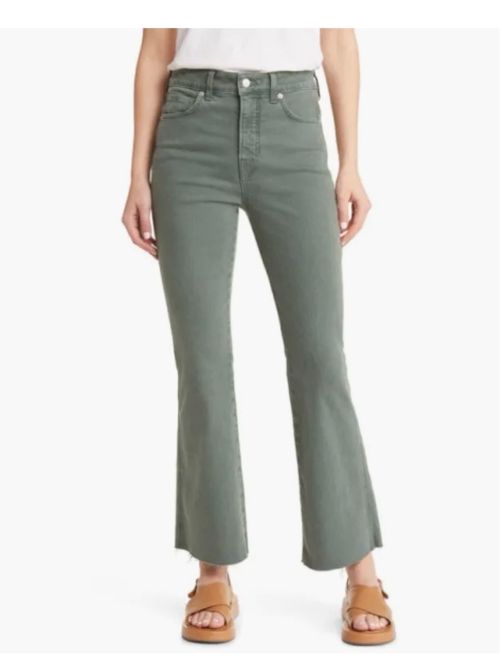 Veronica Beard Forest Green Flared Jeans